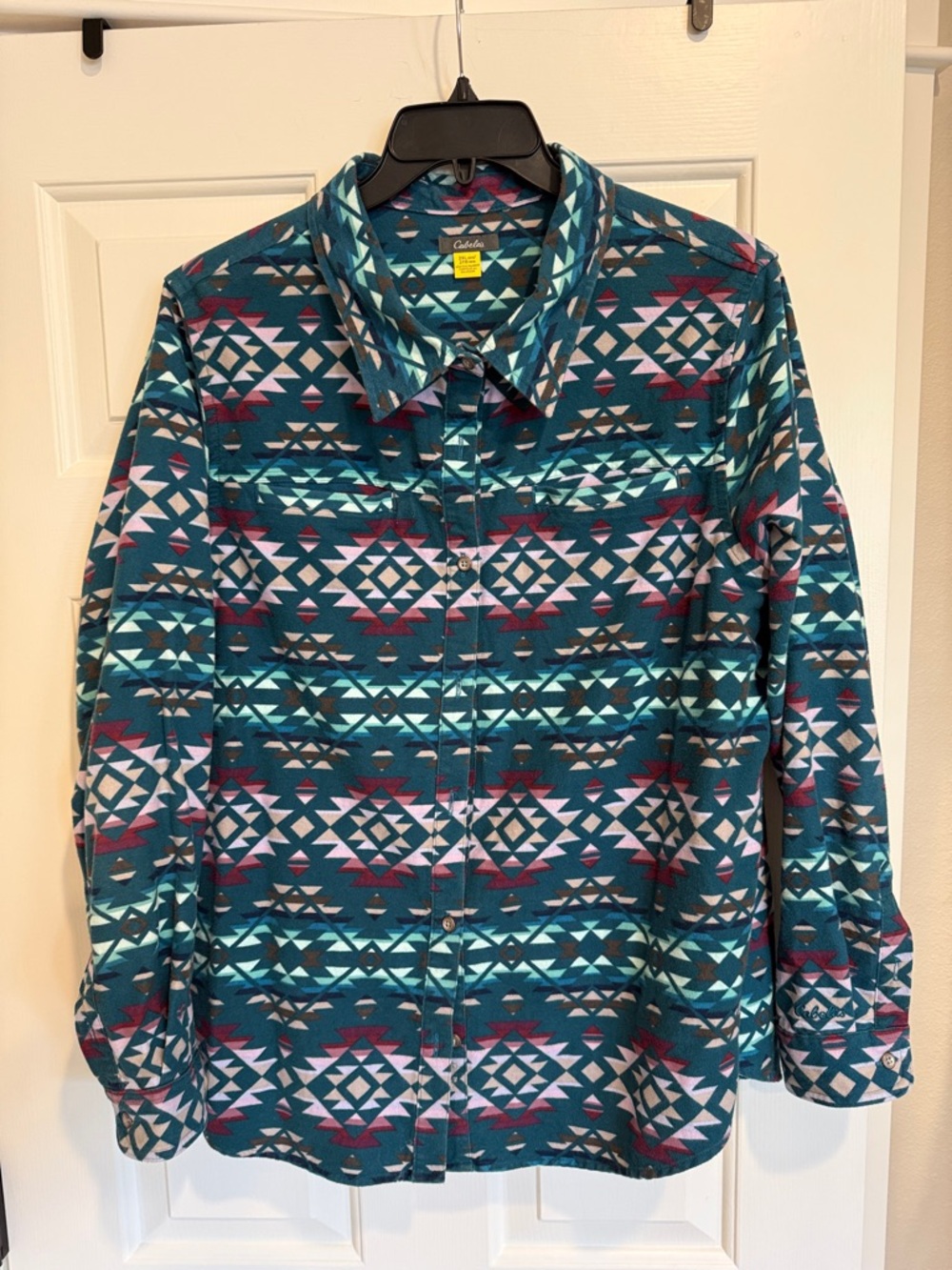 Cabela's Teal & Aqua Geometric Button-Up Shirt